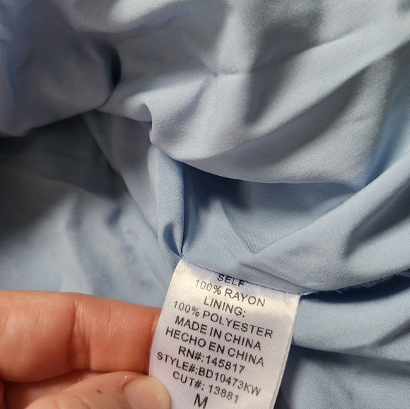 NWT Windsor Just Peachy Keen Off The Shoulder Midi Dress Blue Front Slit Sz M - Picture 5 of 12